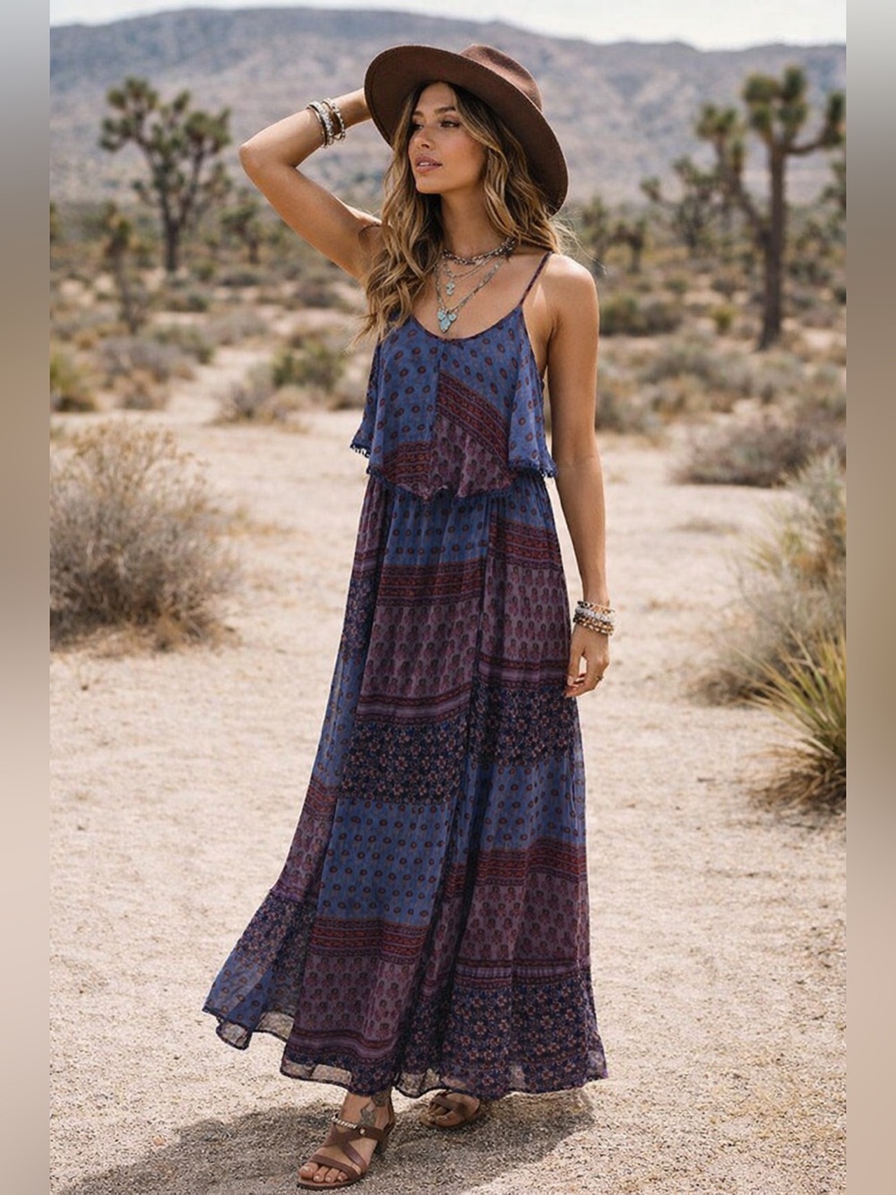 American Eagle Boho Patchwork Floral Maxi Dress XS - Picture 1 of 10